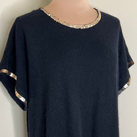 Vintage Outlander Midi Wool Blend Dress 3X Womens Black Sequin Angora Knit 90s - Picture 7 of 8